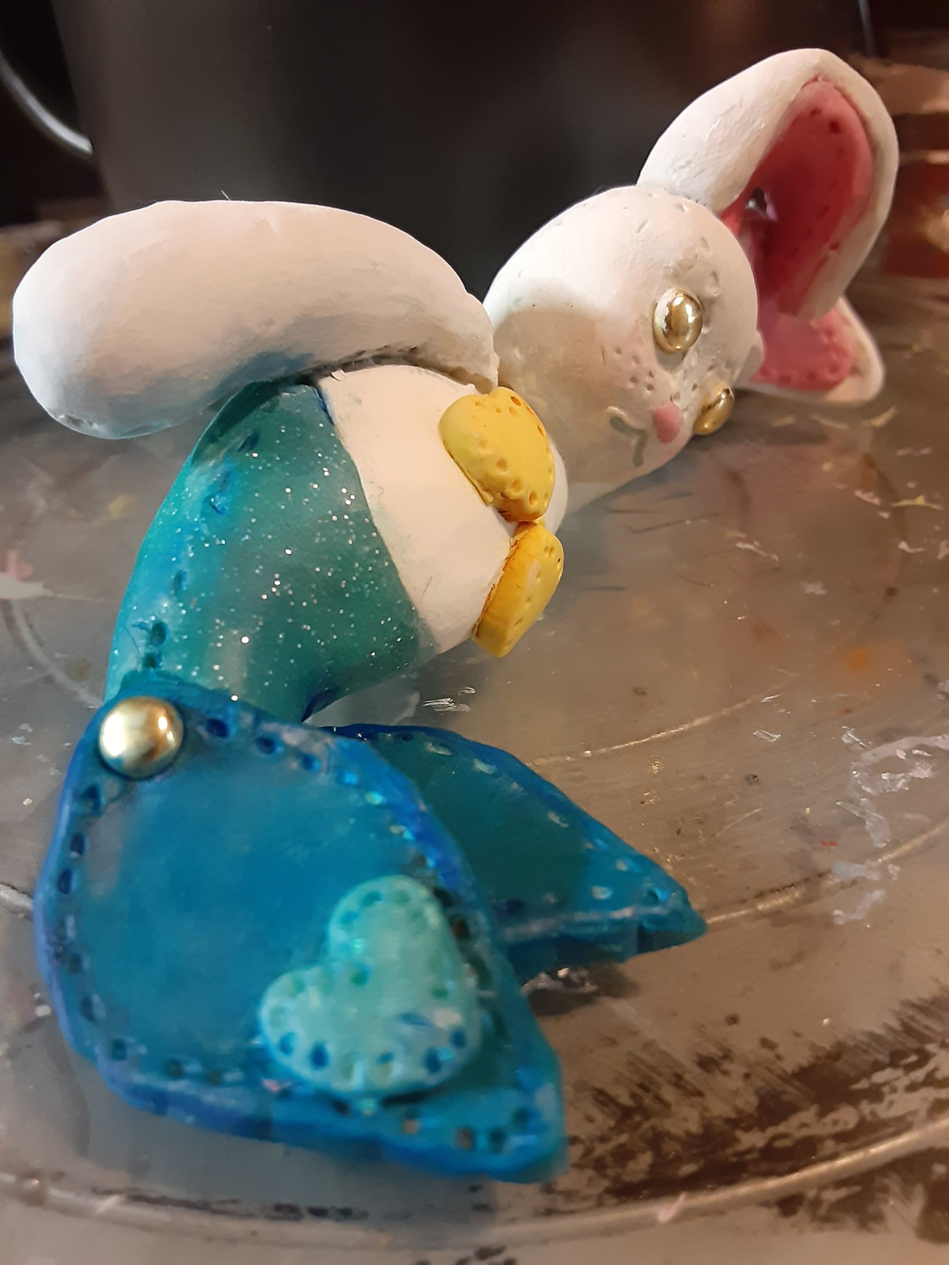 Blue green mermaid rabbit